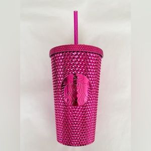 Starbucks 2022 Holiday Sangria Pink Bling Studded Tumbler Cold Cup Grande 16oz
